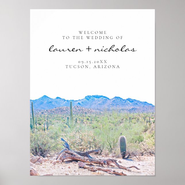 Póster Signo de bienvenida de Boda del desierto de Arizon (Frente)