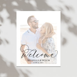 Póster Signo de bienvenida de boda Elegant Script Photo