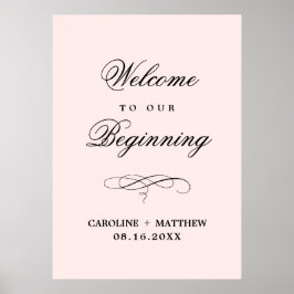 Póster Signo de bienvenida de boda | Elegante Rubor Pink 