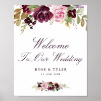 signo de bienvenida de boda floral color de agua m