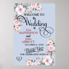 Póster Signo de bienvenida de Boda floral de bonito