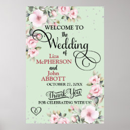Póster Signo de bienvenida de Boda floral de bonito