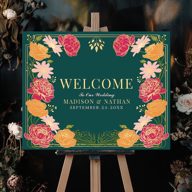 Póster Signo de bienvenida de Boda floral de jardín encan (Subido por el creador)