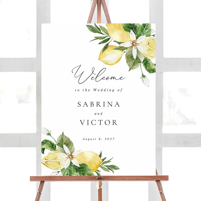 Póster Signo de bienvenida de Boda floral de verde de lim (Subido por el creador)