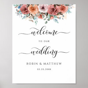 Póster Signo de bienvenida de Boda floral etéreo