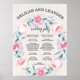 Póster Signo de bienvenida de Boda floral / Rótulo de fie