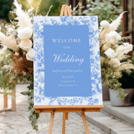 Póster Signo de bienvenida de Boda francés Floral Algo Az