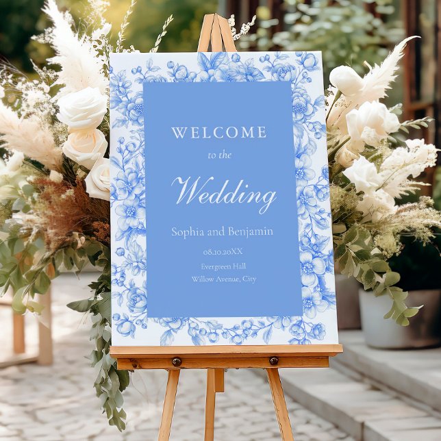 Póster Signo de bienvenida de Boda francés Floral Algo Az (Subido por el creador)