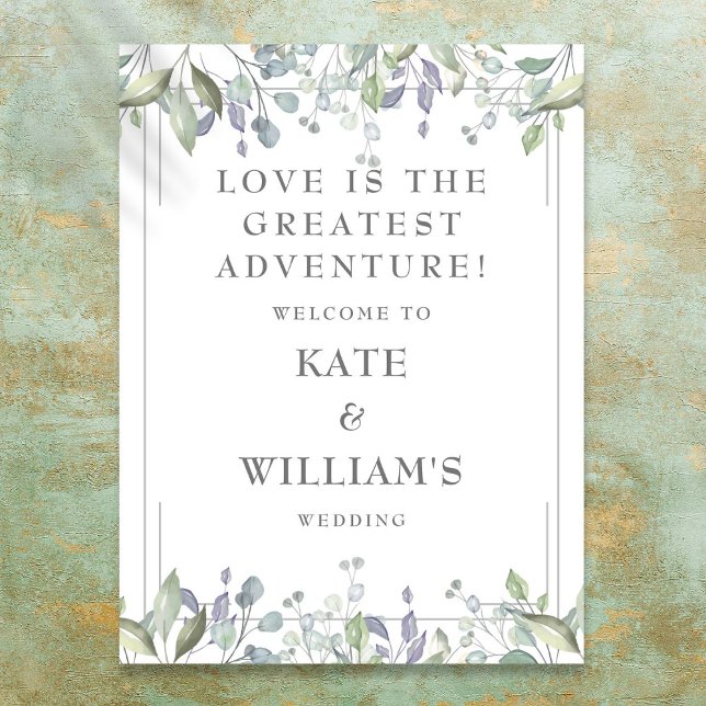 Póster Signo de bienvenida de Boda geométrico floral (Floral Geometric Wedding Welcome Sign)