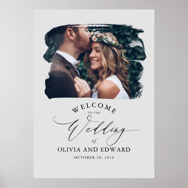 Póster Signo de bienvenida de Boda gris de fotografía de  (Frente)