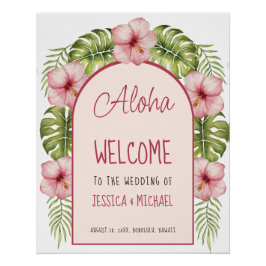 Póster Signo de bienvenida de Boda hawaiano tropical Aloh