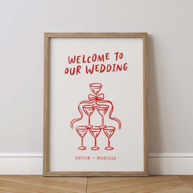 Póster Signo de bienvenida de Boda ilustrado Retro Funky  (Subido por el creador)