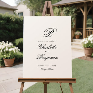 Póster Signo de bienvenida de Boda inicial de apellido el