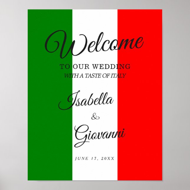 Póster Signo de bienvenida de Boda italiano en Italia (Frente)