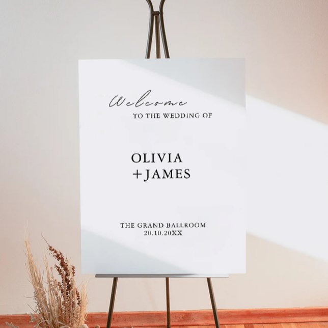 Póster Signo de bienvenida de Boda minimalista (Minimalist Wedding Welcome Sign)