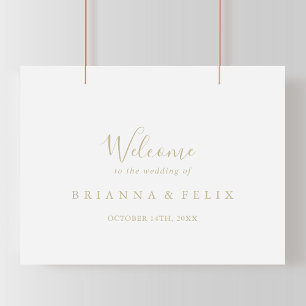 Póster Signo de bienvenida de Boda Minimalista dorado