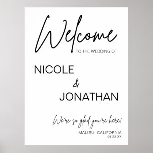 Póster Signo de bienvenida de Boda moderno imprimible