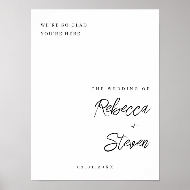 Póster Signo de bienvenida de boda simple y elegante (Frente)