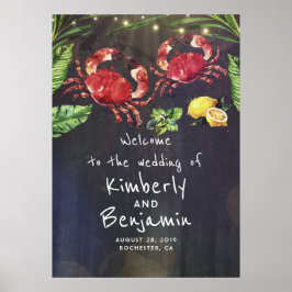 Póster Signo de bienvenida de Boda tropical de la pareja 