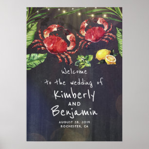 Póster Signo de bienvenida de Boda tropical de la pareja