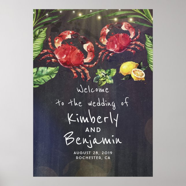 Póster Signo de bienvenida de Boda tropical de la pareja  (Frente)