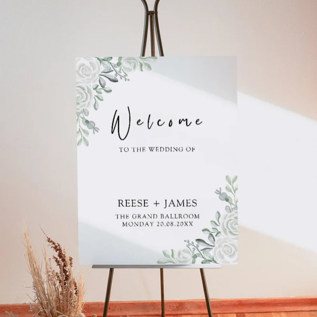Póster Signo de bienvenida de Boda verde esmeralda (Emerald Green Wedding Welcome Sign)