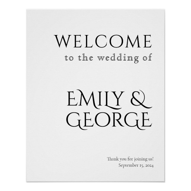 Póster Signo de bienvenida de Boda vertical simple (Anverso)