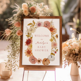 Póster Signo de bienvenida de Boho Autumn Baby Shower