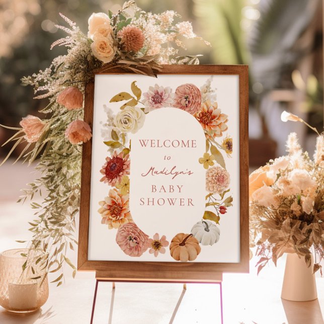 Póster Signo de bienvenida de Boho Autumn Baby Shower (Subido por el creador)