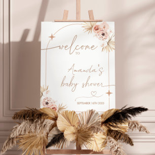 Póster Signo de bienvenida de Boho Baby Shower, moderno g