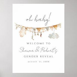 Póster Signo de bienvenida de Boho Baby Shower para revel