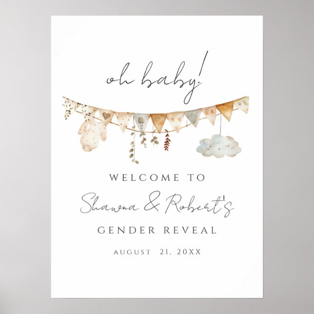 Póster Signo de bienvenida de Boho Baby Shower para revel (Frente)