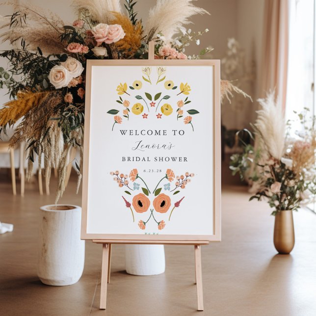 Póster Signo de bienvenida de Boho Bridal Shower Floral (Subido por el creador)