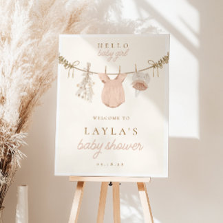 Póster Signo de bienvenida de Boho Chica Clothesline Baby