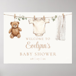 Póster Signo de bienvenida de Boho Clothesline Baby Showe