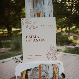 Póster Signo de bienvenida de Boho Earthy Beige Boda