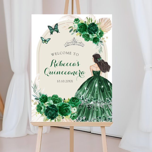 Póster Signo de bienvenida de Boho Emerald Green Quinceañ (Subido por el creador)