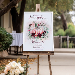 Póster Signo de bienvenida de Boho Pink Pumpkin Baby Show