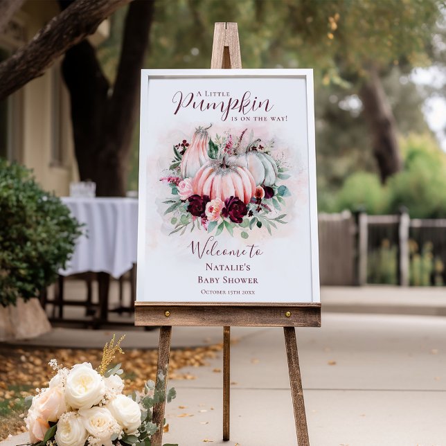 Póster Signo de bienvenida de Boho Pink Pumpkin Baby Show (Subido por el creador)
