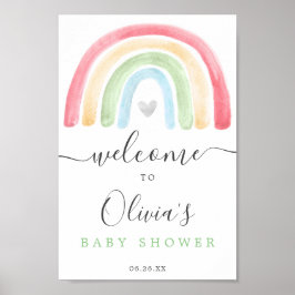 Póster Signo de bienvenida de Boho Rainbow Baby Shower
