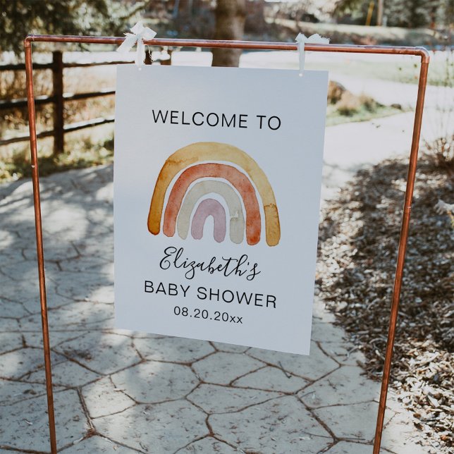 Póster Signo de bienvenida de Boho Rainbow Baby Shower (Subido por el creador)
