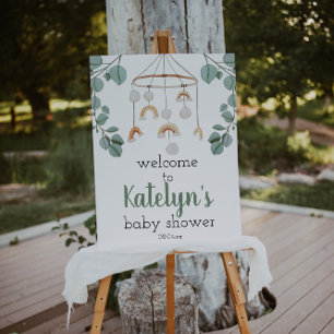 Póster Signo de bienvenida de Boho Rainbow Baby Shower mo