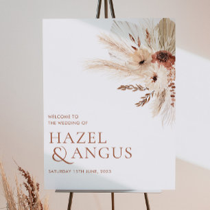 Póster Signo de bienvenida de Boho Rustic Floral Boda