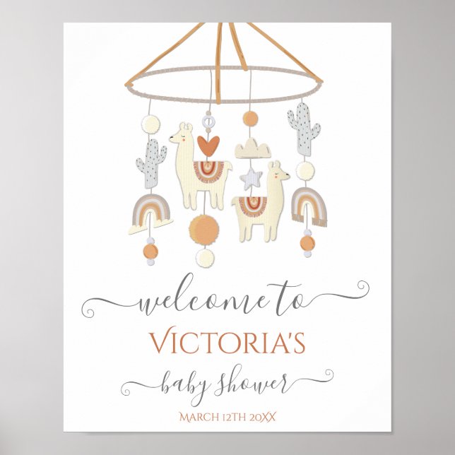 Póster Signo de bienvenida de Boho Scandi para Baby Showe (Frente)