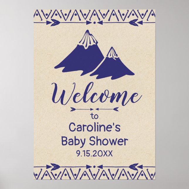 Póster Signo de bienvenida de Boho Tribal Baby Shower (Frente)