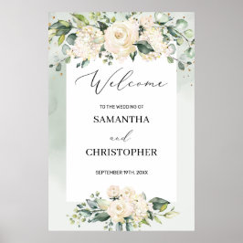 Póster Signo de bienvenida de Boho White Florals