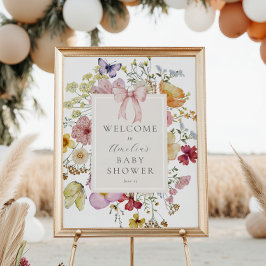 Póster Signo de bienvenida de Boho Wildflower Baby