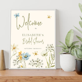 Póster Signo de bienvenida de Boho wildflowers en la duch