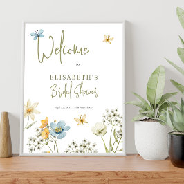 Póster Signo de bienvenida de Boho wildflowers en la duch