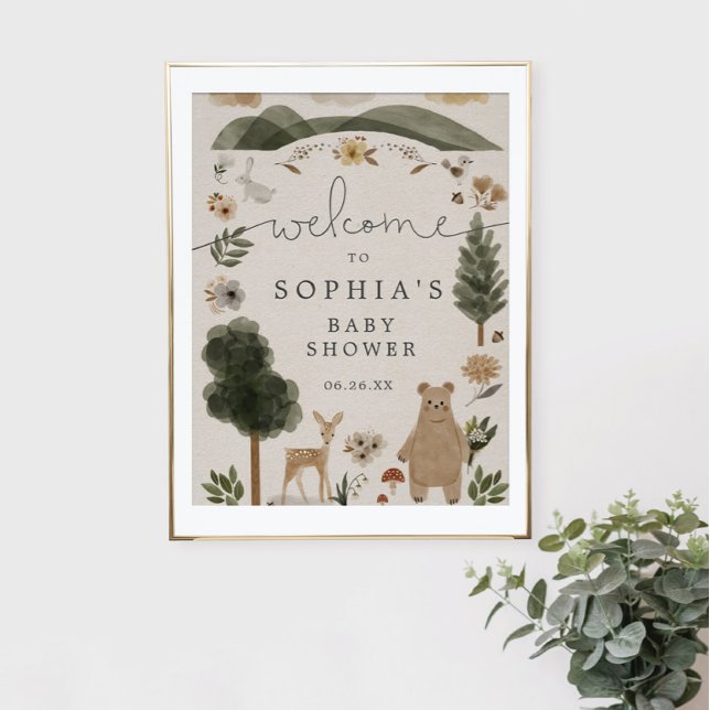 Póster Signo de bienvenida de Boho Woodland Baby Shower (Subido por el creador)